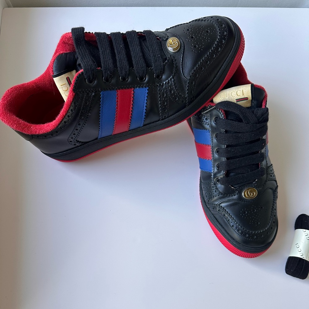 NEW Gucci  Black and Red Sneakers - Picture 8 of 16